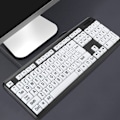 Miniatyrbillede 6 af 6: Sort tastatur med lavt syn USB kablet tastatur til ældre med hvide store trykknapperSort