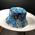 Miniatyrbillede 1 af 2: Moderigtig sommer unisex dobbeltsidet fiskerhat sammenklappelig solskygge afslappet tilbehør (blå)