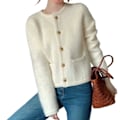 Miniatyrbild 1 av 5: Elegant mohair kofta för damer tidig höst stickad cardigan högkvalitativ yttertopp