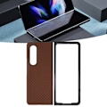 Miniatyrbilde 1 av 8: Telefondeksel Foldbar Mobiltelefon Beskyttende Deksel Full Beskyttelse for Galaxy Z Fold 3 Karbonfiber TeksturKaffe