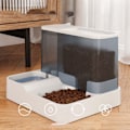 Miniatyrbillede 3 af 8: Pet Vand- og Madautomat 2 i 1 Stor Kapacitet Transparent Vindue Automatisk Kæledyrsfoder til Hund Kat Blå
