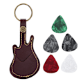 Miniatyrbild 2 av 2: Bärbar läder gitarr plektrum väska hållare inklusive plektrum tillbehör (brun)