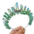 Miniatyrbillede 1 af 5: Rå krystal tiara krone hårbånd, sort kvarts rhinsten måne