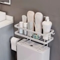 Pikkukuva 1 / 2: WC-hylly, paksuuntuminen, vedenpitävä, suuri kapasiteetti, naulaton asennus, rauta, WC:n päällä oleva kylpyhuoneen järjestäjä, yksikerroksinen, valkoinen