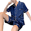 Miniatyrbild 1 av 10: Herr Pyjamas Set Kortärmad Is Silke Skrynkelfri Andningsbar 2 Delar Topp Shorts Nattkläder för Hem Sovsal