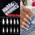 Miniatyrbilde 4 av 5: 100 stk falske negler akryl negler full dekning tips kiste manikyr ballerina uv gel akryl neglsett verktøy falske
