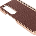 Miniatyrbild 3 av 8: Telefonskal skyddande fodral för Samsung Galaxy Z Fold 4 Nano Plating Krokodil mönster äkta läder reptåligt brunt