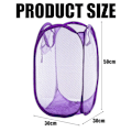 Miniatyrbilde 5 av 5: 1 stk (lilla) Mesh Popup Vaskeri Kurv Foldbar Vaskeri Kurv Bærbar Skitten Tøy Kurv(30*30*50CM)