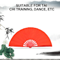 Miniatyrbillede 2 af 5: Tai Chi kampsport Kung Fu bambus silke dans praksis træning performance fan (rød rib)