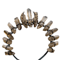 Miniatyrbillede 1 af 4: Rå Krystal Tiara Krone Hovedbånd, Sort Kvarts Rhinestone Måne