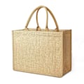 Miniatyrbillede 1 af 5: Jutepose Bærbar Indkøbspose Naturlig Jute Indkøbspose Genanvendelig Indkøbspose Picnic Gave Rejse Strand, beige, L:39x31x15cm