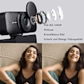 Miniatyrbild 2 av 5: Webkamera med mikrofon, Full HD 1080P webbkamera med lock för videostreaming, onlinelektioner, konferenser, fungerar med Skype, Zoom, Facetime