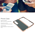 Miniatyrbild 7 av 8: Telefonfodral Skyddande Skal för Samsung Galaxy Z Fold 4 Nano Plätering Äkta Läder Reptåligt Grönt