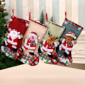 Miniatyrbild 3 av 5: Unika julstrumpor i säckväv för julfesten, tomte snögubbe julstrumpor i säckväv, perfekt juldekoration säckväv