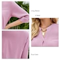 Miniatyrbild 3 av 4: Dam Långärmad Topp Enfärgad V-ringning Lös Passform Pullover Blus för Vardagsbruk Arbete Gata Rosa XXL