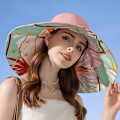Miniatyrbilde 5 av 5: Bomull Bred Bremskjerm Solhatter  Kant Sommer UV Beskyttelse UPF Boho Hat for Strand Fotturer Hage Reise Hakestropp