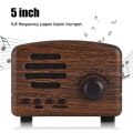 Miniatyrbild 5 av 5: Bärbar retro Bluetooth-högtalare i trä, skrivbordsradio med FM, basstereo, mikrofon, USB-minneskortstöd