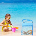 Miniatyrbild 6 av 7: Leksaksförvaring Mesh Strandväska För Utomhussporter, Snabb Dränering Snäckskalssamling Med Klar Sikt Och Justerbar Axelrem