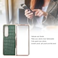 Miniatyrbillede 6 af 8: Telefon Etui Beskyttende Cover til Samsung Galaxy Z Fold 4 Nano Plating Krokodille Mønster Ægte Læder Ridsefast Grøn
