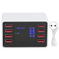 Miniatyrbilde 2 av 8: 8-porters skrivebordsvegglader smart hurtigladestasjon 3.0 USB C med LCD-skjerm 100‑240VEU-plugg