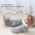 Miniatyrbilde 6 av 8: Over Knee Fuzzy Socks Vinter Hjem Sove Myk Tykk Pustende Plysj Strømper Benvarmer Grå