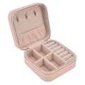 Miniatyrbild 1 av 5: Bärbar smyckeskrin med dragkedja 4 fack Stor kapacitet Partition förvaring Mjukt foder Mini smyckeskrin för resor Rosa
