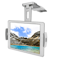 Miniatyrbillede 7 af 8: Dobbelt klips vægmonteret mobiltelefon tablet aluminiumlegering foldbar roterbar beslagHvid