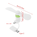 Miniatyrbillede 6 af 8: 2 stk. Mini Mobiltelefon Blæser 2 i 1 Smartphone Blæser Kompatibel med Micro USB Type C Interfaces Hvid