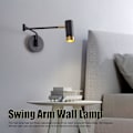 Miniatyrbild 4 av 5: Svängarm Vägglampa Väggmonterade Sänglampor med Justerbara Svängarmar för Sovrum Vardagsrum Läsning Svart