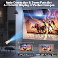 Miniatyrbild 2 av 5: Bärbar Smart Miniprojektor, 180° Roterbart Ställ för Flexibel Visning, Stöder 4K 1080P, BT5.0 Högtalare för Förbättrat Ljud, Perfekt för Hemmet