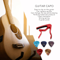 Miniatyrbild 7 av 8: Gitarr Capo Stark Fjäder Reptålig Hög Hårdhet Legering Gitarr Capo med 5 Plektrum Röd