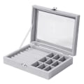 Miniatyrbillede 1 af 5: 2 i 1 smykkeskrin ring øreringe arrangør holder stabelbar display showcase aflåselig smykker opbevaringsbakke gaver til piger kvinder, 20x15x5cm