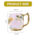 Miniatyrbild 2 av 6: Perfekt Dryckeskompis Blyfri Glas Kaffemugg, Fjärilsblomma Tekopp, Elegant Stil Idealisk för Teälskare Gåvor, Lätt att Rengöra för Kvinnor,
