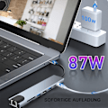 Miniatyrbild 3 av 5: Multifunktionell USB C Hubb, 4K HDMI-adapter för MacBook Pro, Chromebook och mer, med Ethernet 100M, PD-laddning, SD-kortläsare, TF-kortplats,