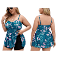 Miniatyrbild 1 av 2: Dam Plus Size Baddräkter Blommigt Tryck 2-Delad Tankini Baddräkt med Shorts för Simning Strandfester Sjöblå Blomma 3XL, Byxlängd: 34cm /