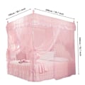 Miniatyrbilde 6 av 8: Luksuriøs prinsesse 3-sidig åpning stolpe seng gardin baldakin netting myggnett sengetøy (rosa M)
