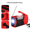 Miniatyrbild 4 av 4: Solardriven väderradio, handvevad självdriven nöd-FM/AM-radio bordslampa LED-ficklampa med 2000 mAh uppladdningsbart batteri och karbinhake för hemmet