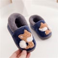 Miniatyrbild 4 av 5: 1 par Tofflor för småbarn, Fodrade med päls Varma Slip On Hemtofflor Söta Vintertofflor Halkfria Innetofflor navy blue 16.5cm