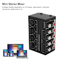 Miniatyrbillede 8 af 8: Stereo Mixer Passiv 4-kanals Audio Line Mini RCA Bærbar til Computer Telefon Tablet