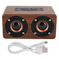 Miniatyrbild 2 av 2: Portabel Trådlös Bluetooth Dubbel Högtalare Röd Trä Mikrofon Högtalare Minneskort
