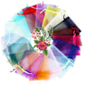 Miniatyrbillede 1 af 5: 100 stk. 2,8\"x3,6\"(7x9cm) Gaveposer Snøre Organza Smykkeposer, Opbevaringspose