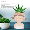 Miniatyrbilde 8 av 8: Jente Blomsterpotte Søt Form Harpiks Ansikt Planter Potte med Dreneringshull for Sukkulenter Kaktus Innendørs Utendørs Dekorasjon