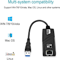 Miniatyrbild 2 av 5: Ethernetadapter, Vikbar och Portabel Design Usb 3.0 Till Rj45 Gigabit För Suverän Stabilitet och Otrolig Prestanda, Stöder Windows 10, 8.1, Mac