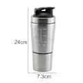 Miniatyrbillede 2 af 5: Shakerflaske med opbevaring til pulver, rustfrit stål shakerflaske med piskeris, BPA-fri
