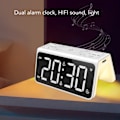 Miniatyrbild 4 av 5: Skrivbordsklocka Bluetooth-högtalare Dubbel väckarklocka Vitt brus Röstmeddelande Väckarklocka Högtalare med ljus för sovrum