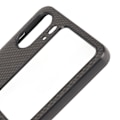 Miniatyrbillede 5 af 8: Kulfiber tekstur foldbar telefonbeskyttelse etui mobiltelefon beskyttelsesdæksel til Oppo Find N2 Flip sort