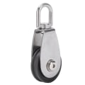 Miniatyrbilde 1 av 5: Rustfritt stål skall dobbel lagre stum pulley blokk nylon hjul spor 360 graders rotasjon