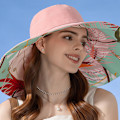 Miniatyrbilde 4 av 5: Bomull Bred Bremskjerm Solhatter  Kant Sommer UV Beskyttelse UPF Boho Hat for Strand Fotturer Hage Reise Hakestropp