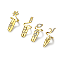 Miniatyrbillede 2 af 2: 4 stk. Trendy Rhinestone Neglring Blomster Krystal Fingerspidsringe til Kvinder