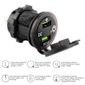 Miniatyrbilde 6 av 8: Dobbel USB-port lader QC 3.0 Hurtiglading Vanntett med LED Voltmeter for Bil Båt Yacht ATV RV Grønt LED-lys